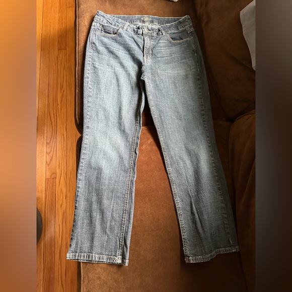 Blue Lee Rider Wide Leg Jeans Mid Rise Sz 16 P - Picture 1 of 12